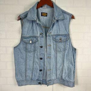 Vintage TCFS Mens Denim Trucker Vest Size Small Cotton
